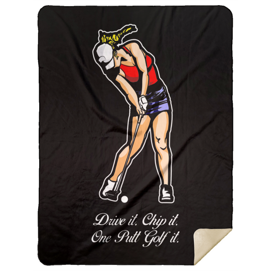 OPG Custom Design #9. Drive it. Chip it. One Putt Golf it. Premium Mink Sherpa Blanket 60x80