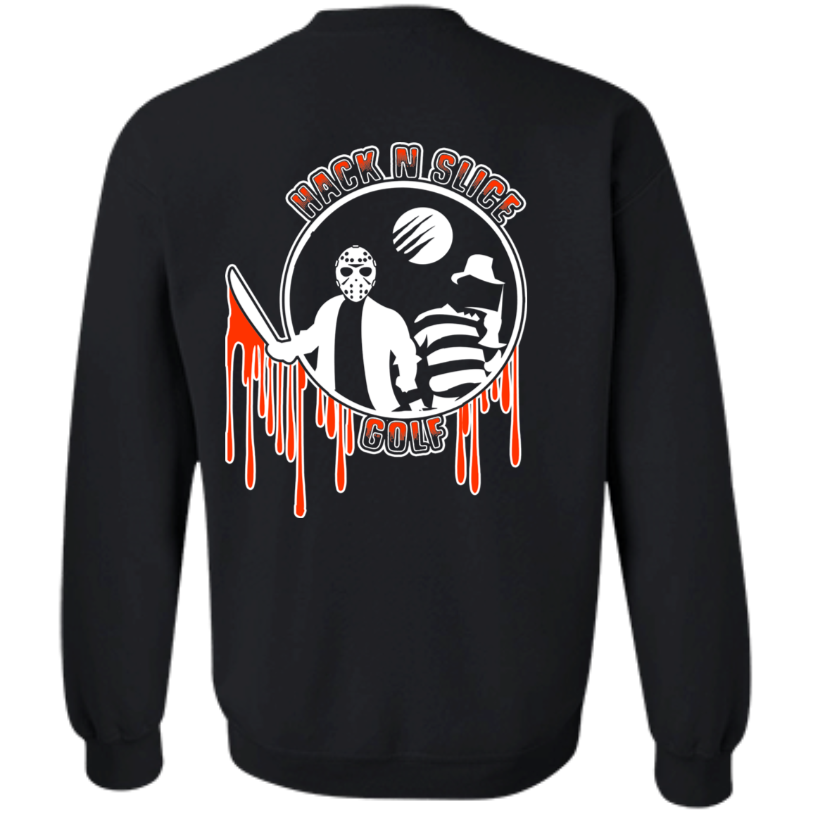 OPG Custom Design #23. Hack N Slice Golf. Freddy and Jason Fan Art. Crewneck Pullover Sweatshirt