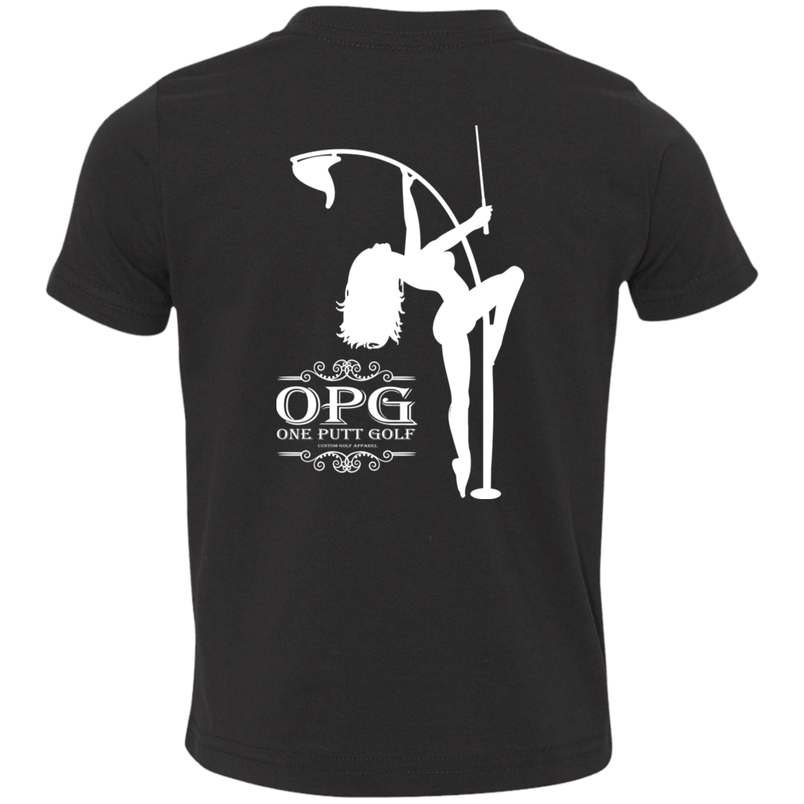 OPG Custom Design #10. Lady on Front / Flag Pole Dancer On Back. Toddlers' Cotton T-Shirt