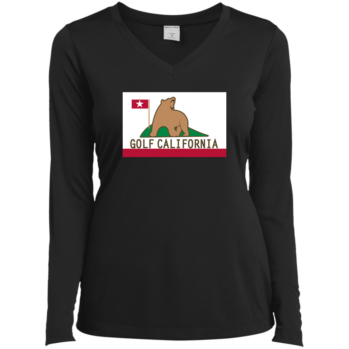 OPG Custom Design #14. Golf California. Ladies’ Long Sleeve Performance V-Neck Tee