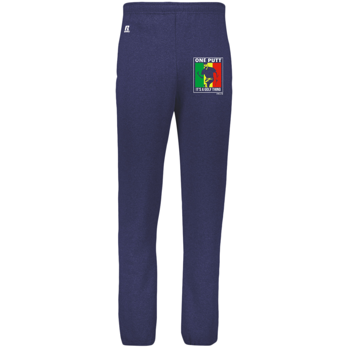 OPG Custom Design #22. One Putt / One Love Parody with Fan Art. Male Edition. Dri-Power Closed Bottom Pocket Sweatpants