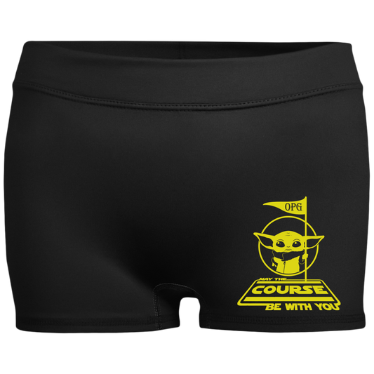 OPG Custom Design #21. May the course be with you. Parody / Fan Art. Ladies' Fitted Moisture-Wicking 2.5 inch Inseam Shorts