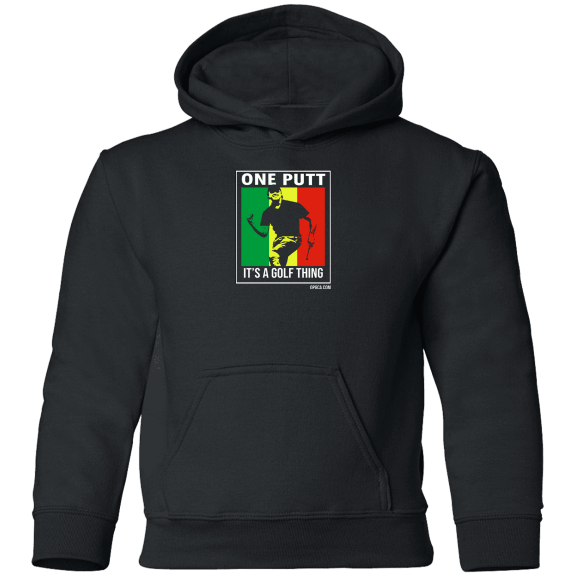 OPG Custom Design #22. One Putt / One Love Parody with Fan Art. Male Edition. Youth Pullover Hoodie