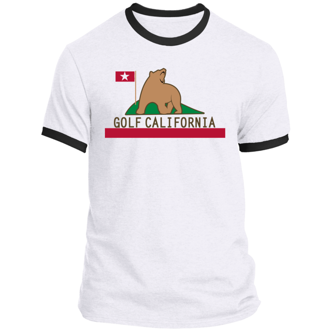 OPG Custom Design #14. Golf California. California State Flag. Ringer Tee