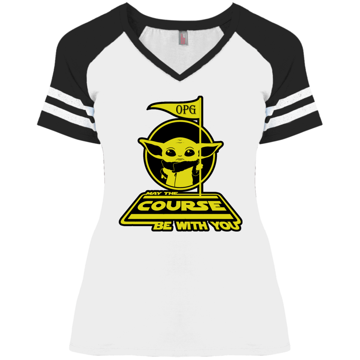 OPG Custom Design #21. May the course be with you. Star Wars Parody and Fan Art. Ladies' Game V-Neck T-Shirt