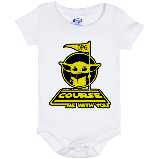 OPG Custom Design #21. May the course be with you. Star Wars Parody and Fan Art. Baby Onesie 6 Month