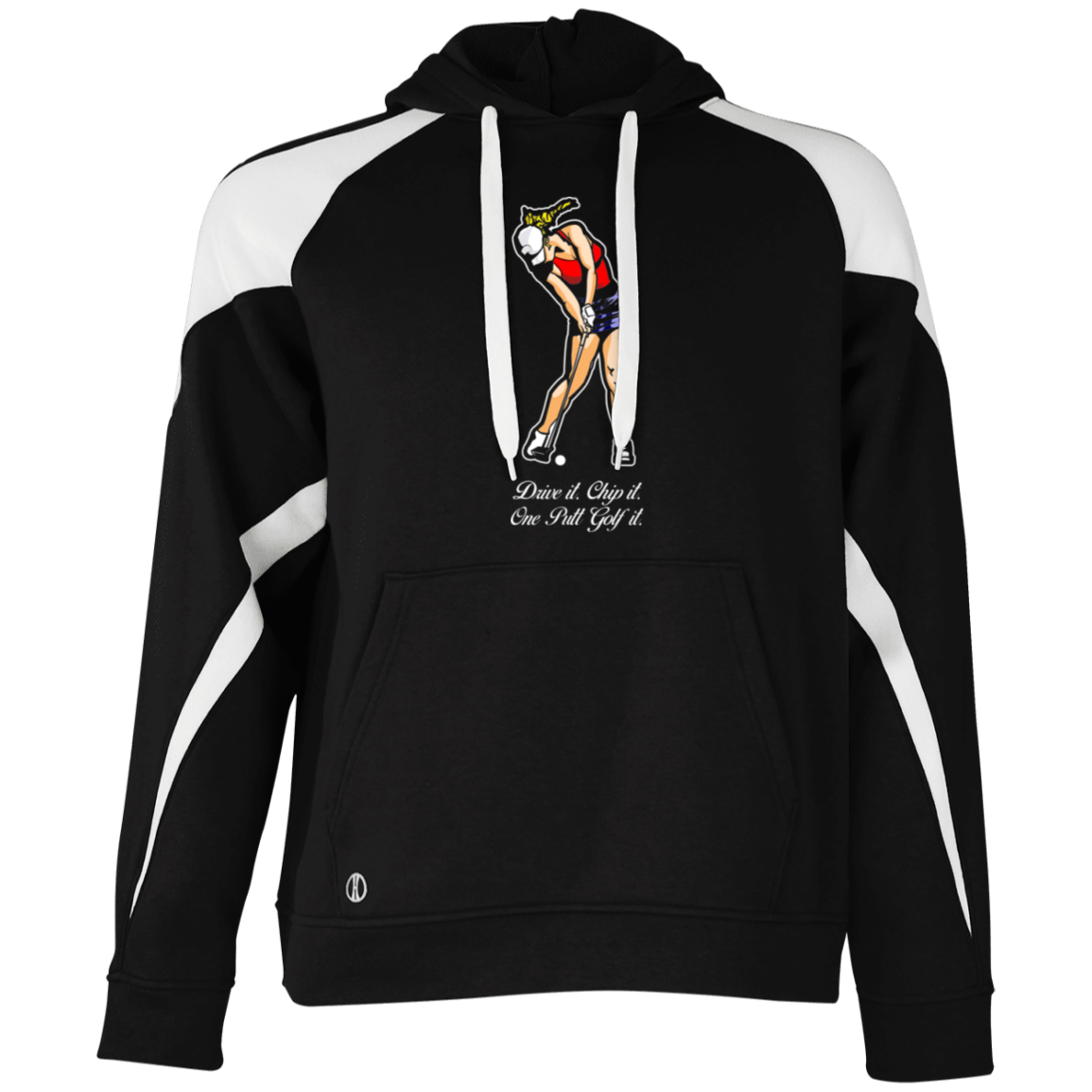 OPG Custom Design #9. Drive it. Chip it. One Putt Golf It. Golf So. Cal. Colorblock Fleece Hoodie