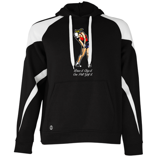 OPG Custom Design #9. Drive it. Chip it. One Putt Golf It. Golf So. Cal. Colorblock Fleece Hoodie