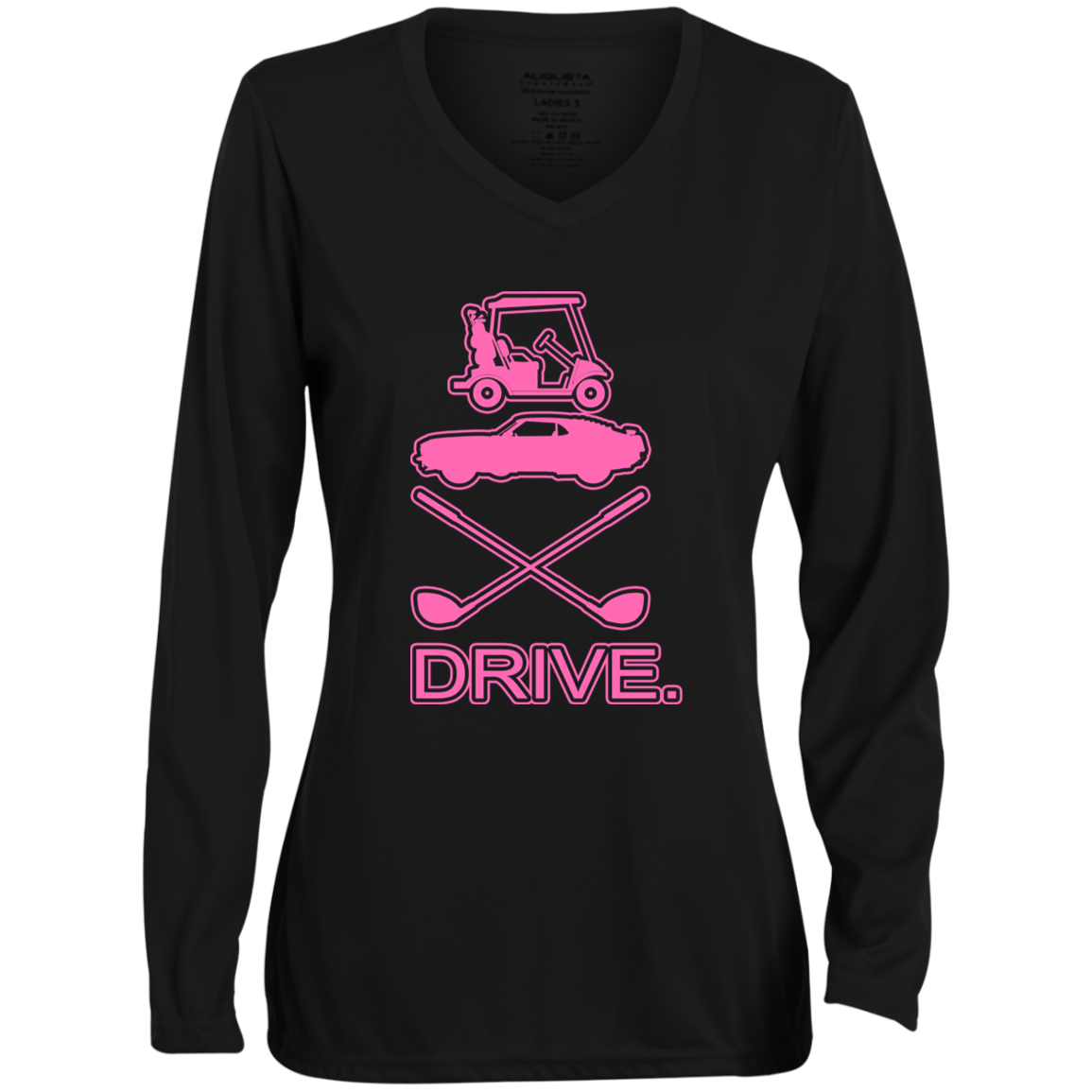 OPG Custom Design #8. Drive. Ladies' Moisture-Wicking Long Sleeve V-Neck Tee