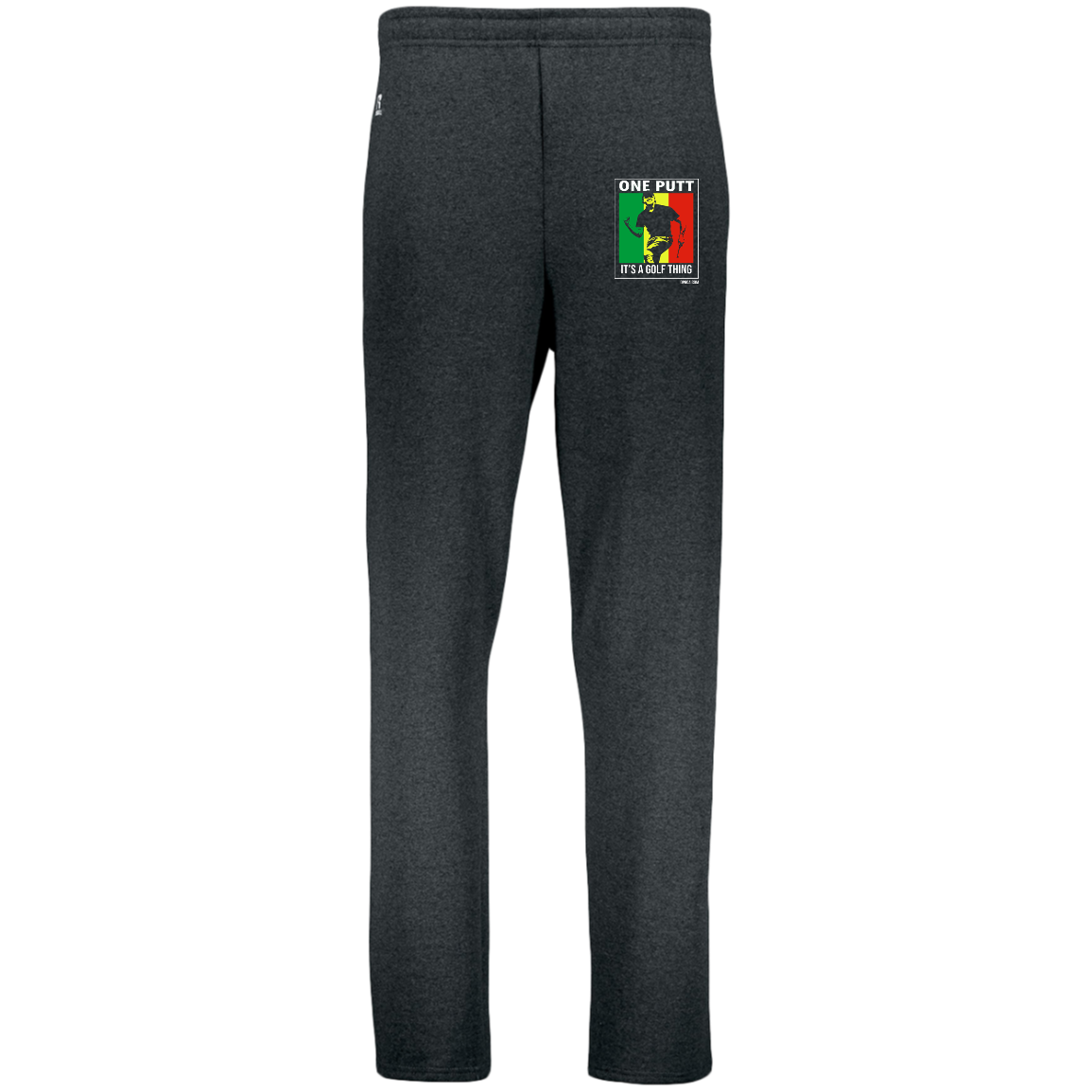 OPG Custom Design #22. One Putt / One Love Parody with Fan Art. Male Edition. Dri-Power Open Bottom Pocket Sweatpants