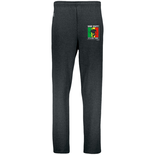 OPG Custom Design #22. One Putt / One Love Parody with Fan Art. Male Edition. Dri-Power Open Bottom Pocket Sweatpants