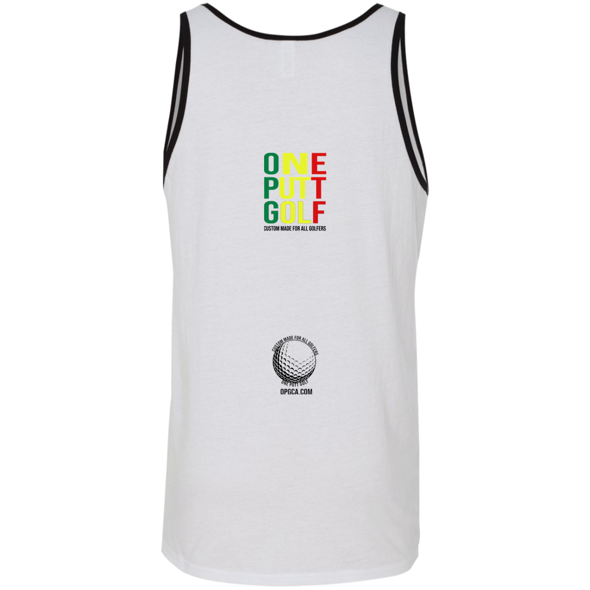 OPG Custom Design #22. One Putt / One Love Parody with Fan Art. Male Edition. 2 Tone Tank 100% Combed and Ringspun Cotton