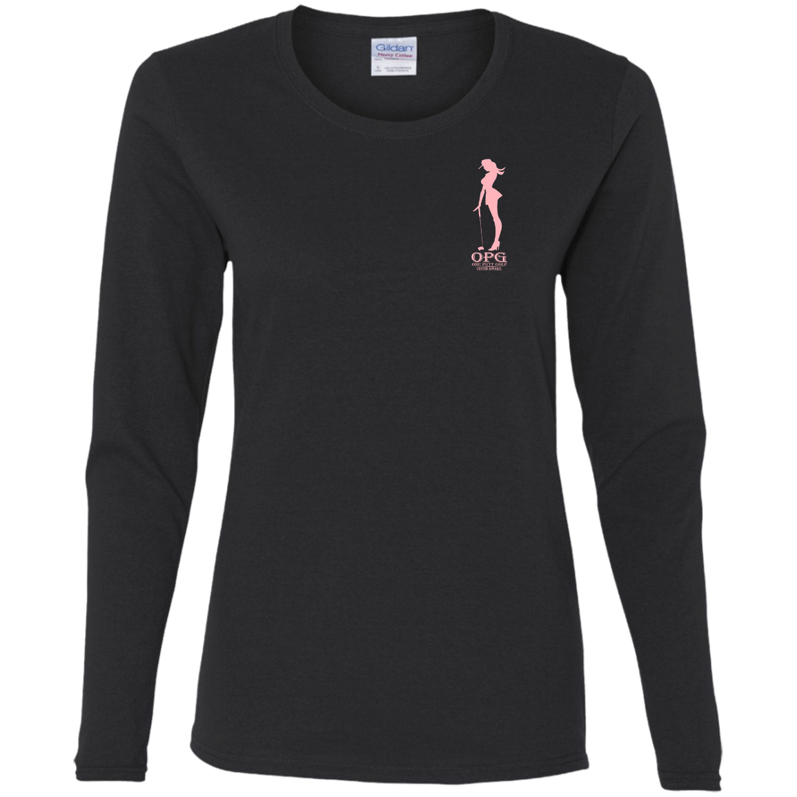 OPG Custom Design #10. Lady on Front / Flag Pole Dancer On Back. Ladies' Cotton LS T-Shirt