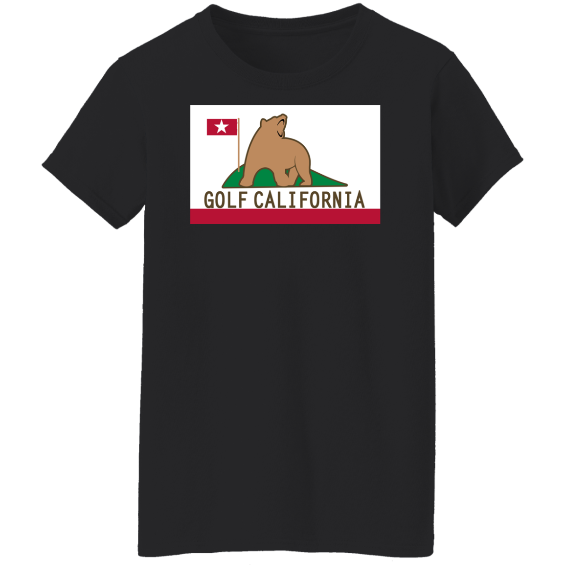 OPG Custom Design #14. Golf California. California State Flag. Ladies' 100% Preshrunk Cotton T-Shirt