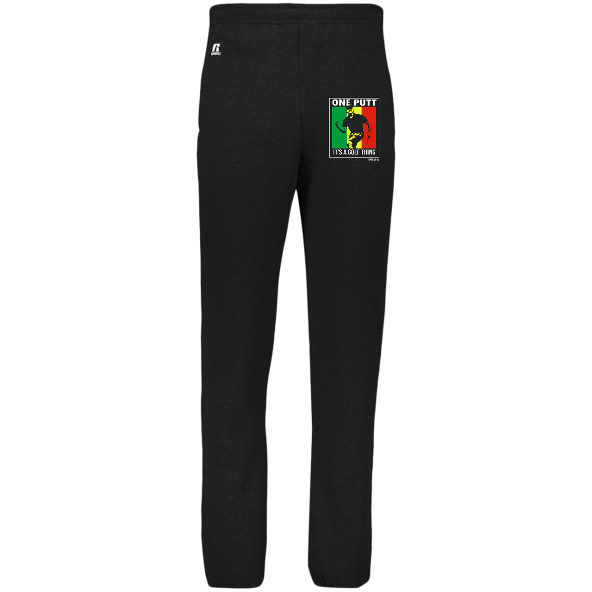 OPG Custom Design #22. One Putt / One Love Parody with Fan Art. Male Edition. Dri-Power Closed Bottom Pocket Sweatpants