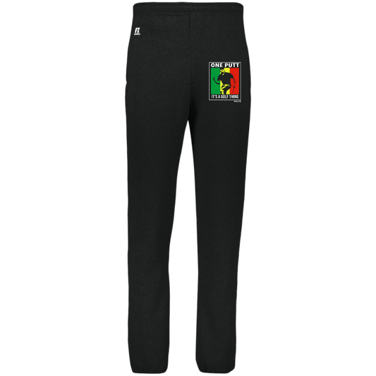 OPG Custom Design #22. One Putt / One Love Parody with Fan Art. Male Edition. Dri-Power Closed Bottom Pocket Sweatpants