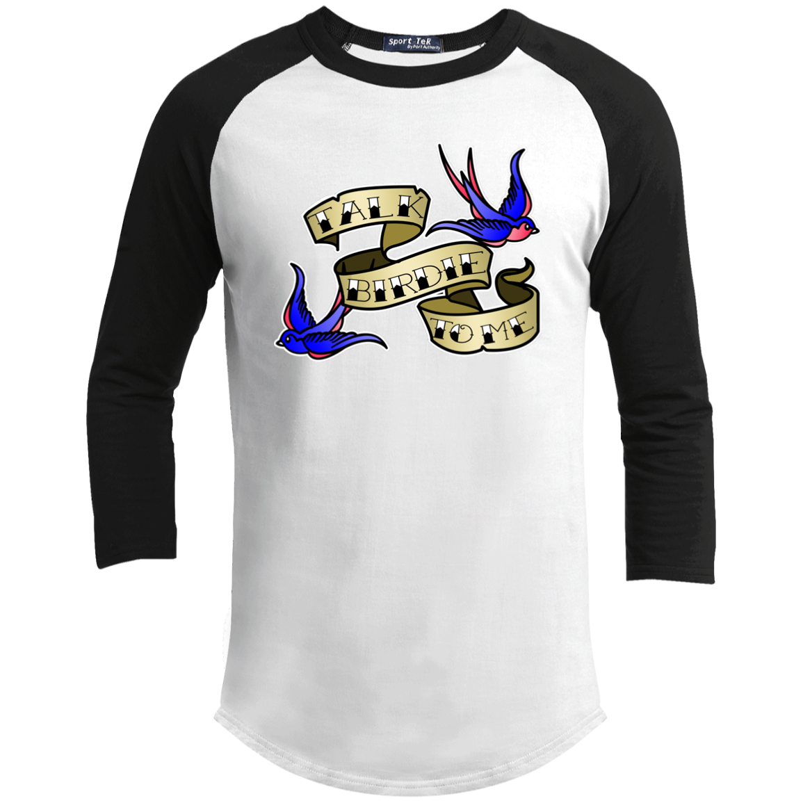 ZZZ#25 OPG Custom Designs. Talk Birdie to Me. Youth 3/4 Raglan Sleeve Shirt