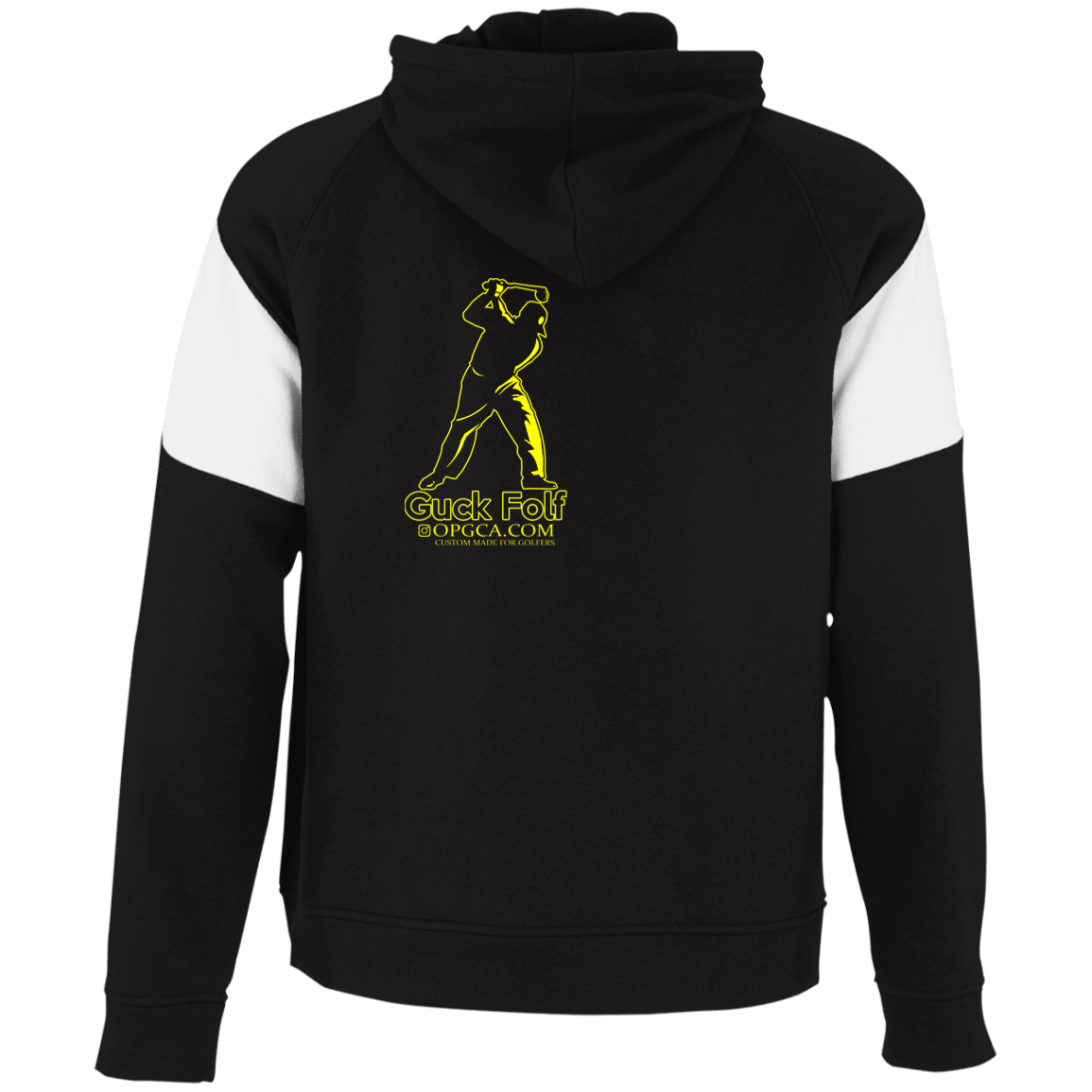 OPG Custom Design #19. GUCK FOLF. Men's Edition. Colorblock Fleece Hoodie