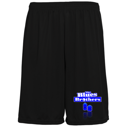 OPG Custom Design #3. Blue Tees Blues Brothers Fan Art. 100% Polyester Training Shorts w/Pockets