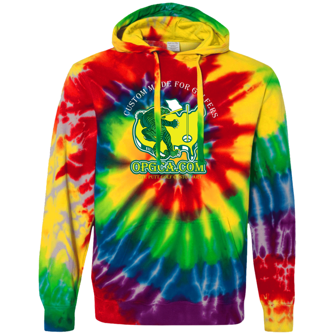 OPG Custom Design #26. Tiger Woods Fan Art. 2019 Master's Champion. Tie-Dyed Pullover Hoodie