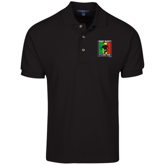 OPG Custom Design #22. One Putt / One Love Parody with Fan Art. Male Edition. 100% Ring Spun Combed Cotton Polo