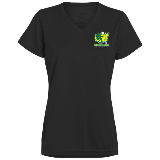 OPG Custom Design #26. Tiger Woods Fan Art. 2019 Master's Champion. Ladies’ 100% polyester V-Neck Tee