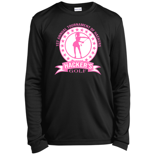 ZZZ#20 OPG Custom Design. 1st Annual Hackers Golf Tournament. Ladies Edition. Youth 100% Polyester Long Sleeve Tee