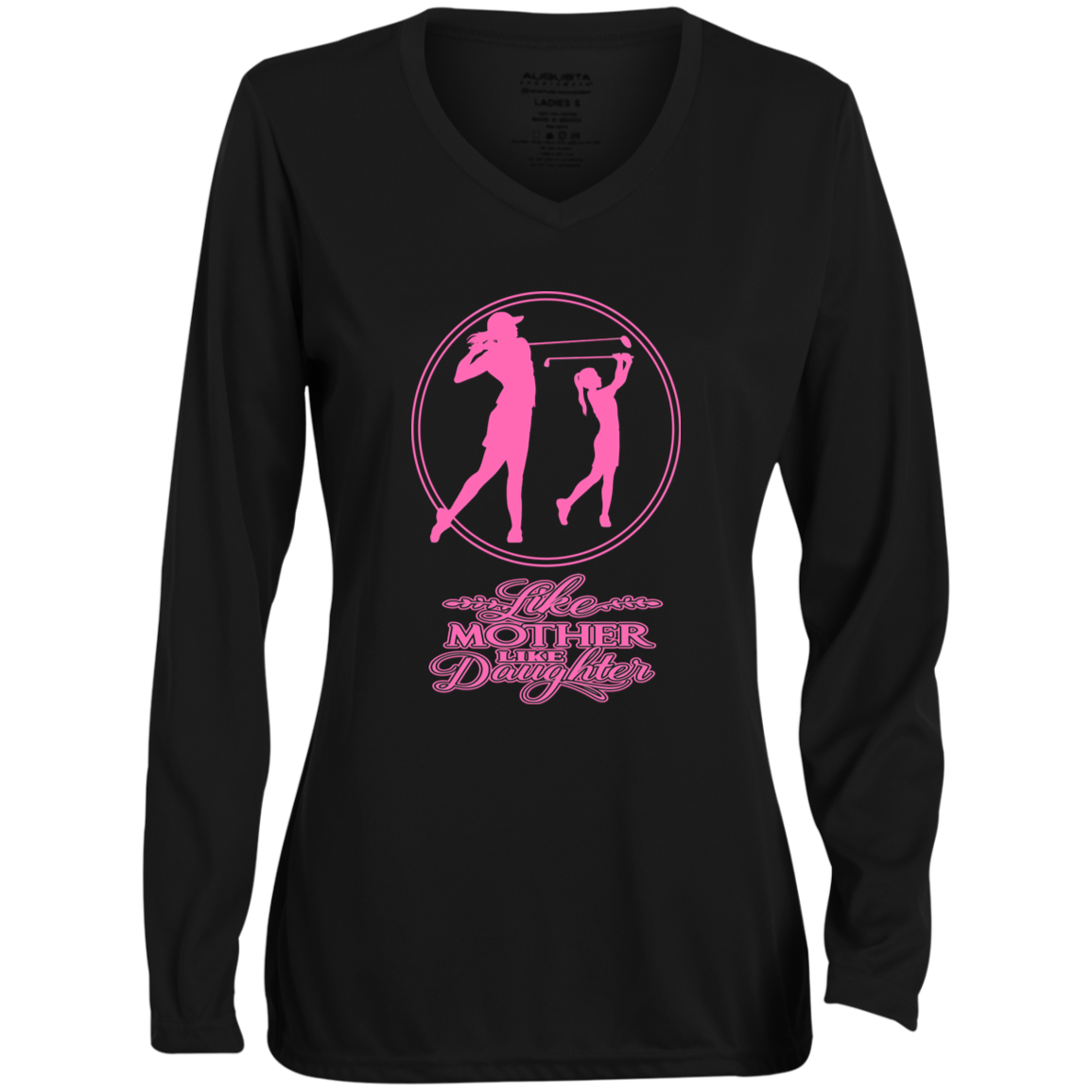 ZZZ#07 OPG Custom Design. Like Mother like Daughter. Ladies' Moisture-Wicking Long Sleeve V-Neck Tee