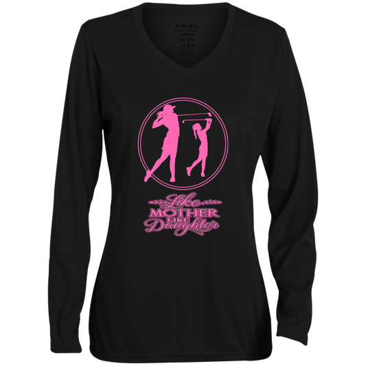 ZZZ#07 OPG Custom Design. Like Mother like Daughter. Ladies' Moisture-Wicking Long Sleeve V-Neck Tee