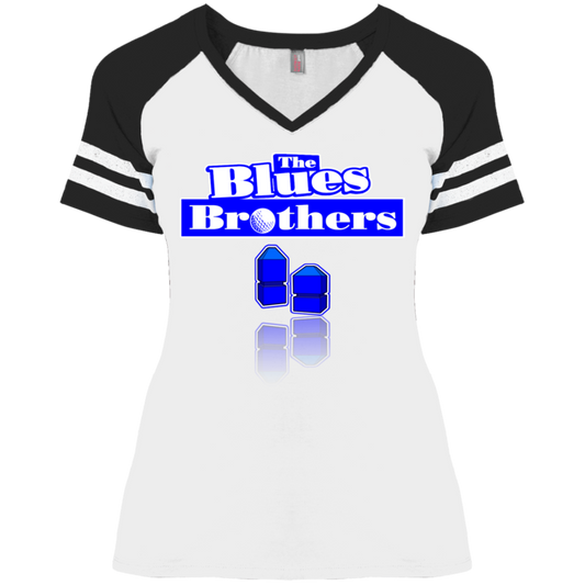 OPG Custom Design #3. Blue Tees Blues Brothers Fan Art. Ladies' Game V-Neck T-Shirt