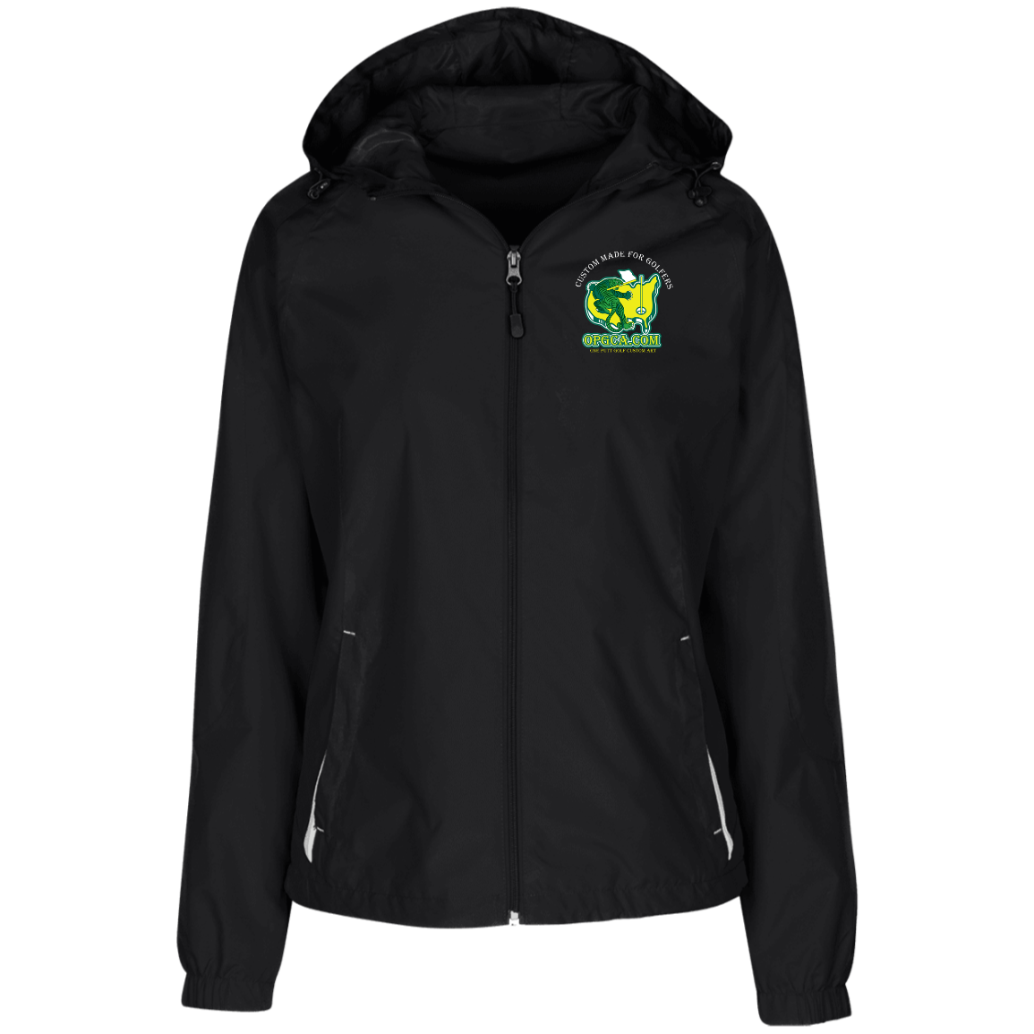 OPG Custom Design #26. Tiger Woods Fan Art. 2019 Master's Champion. Ladies' Jersey-Lined Hooded Windbreaker