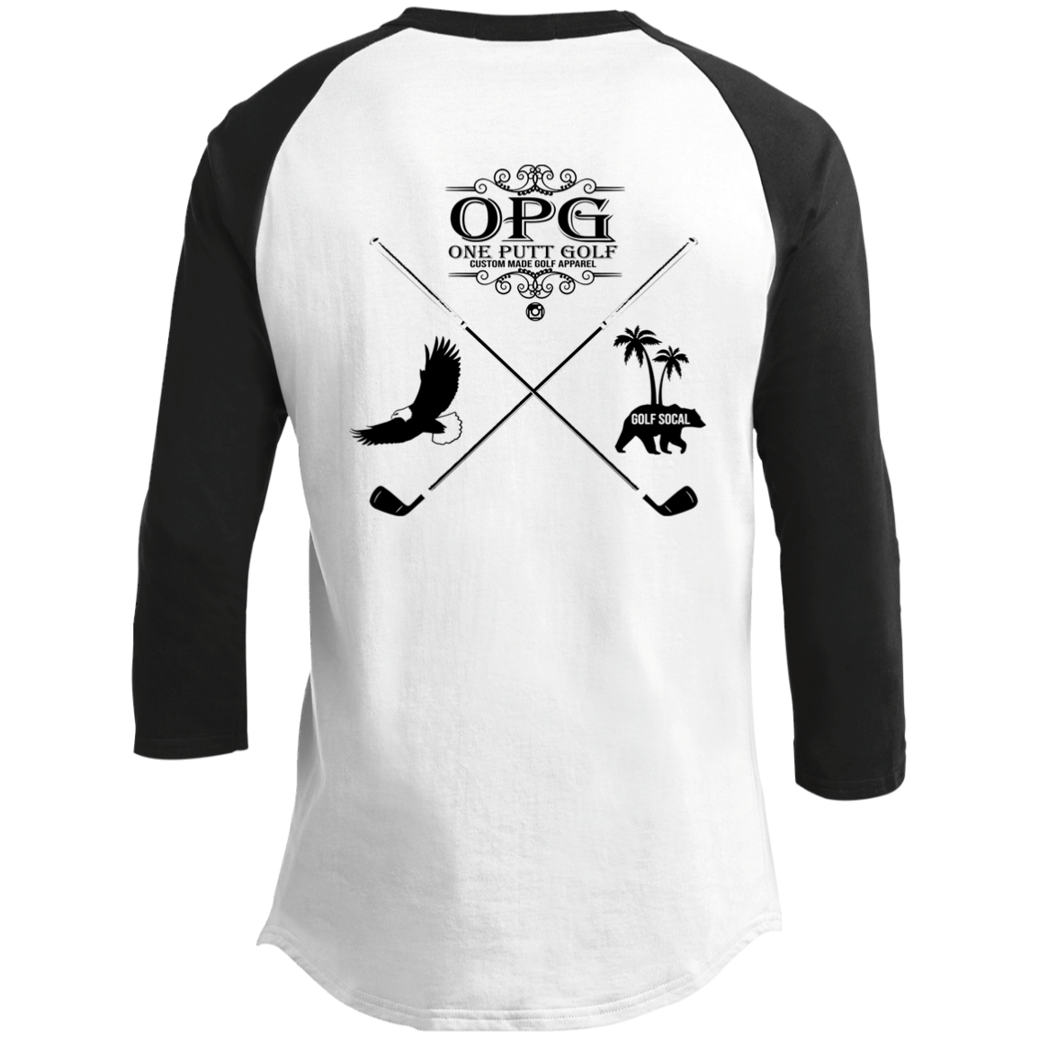 OPG Custom Design #8. Drive. 3/4 Raglan Sleeve Shirt 100% Ringspun Combed Cotton