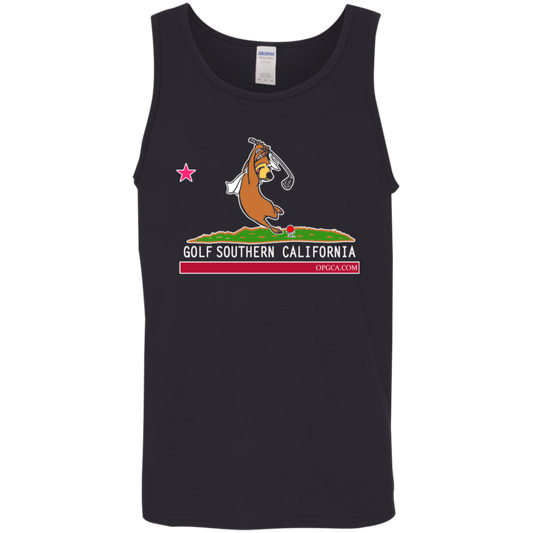 OPG Custom Design #15. Golf Southern California with Yogi Bear Fan Art. Cotton Tank Top 5.3 oz.