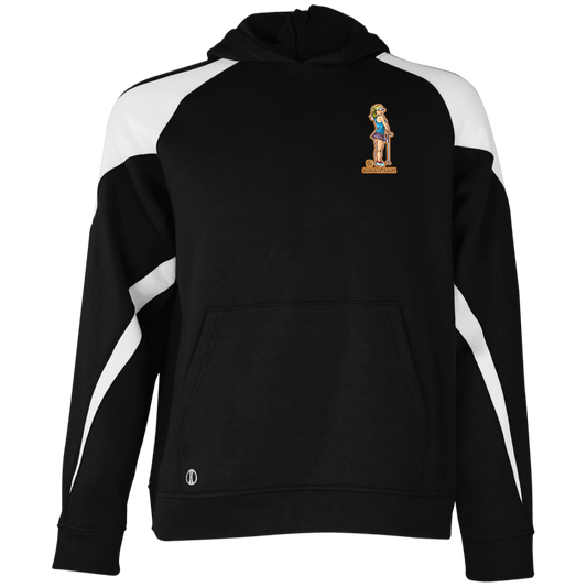 OPG Custom Design #28. Drive it. Chip it. One Putt golf it. Youth Athletic Colorblock Fleece Hoodie