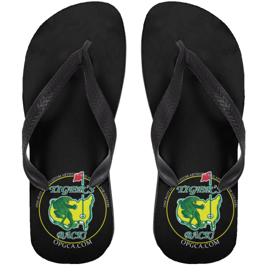 OPG Custom Design #26. Tiger Woods Fan Art. 2019 Master's Champion. Adult Flip Flops