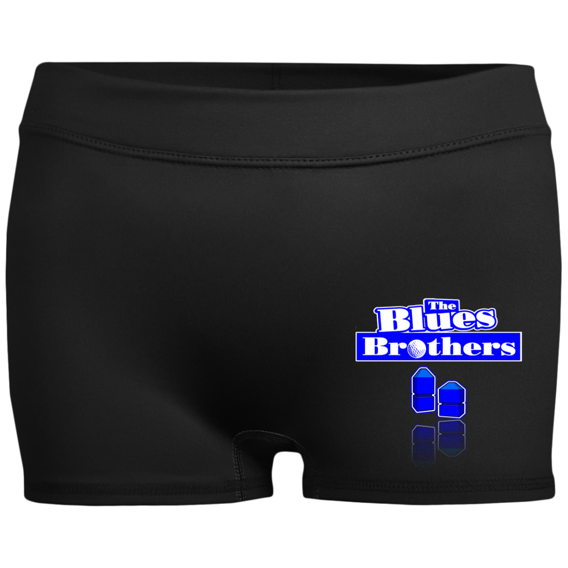 OPG Custom Design #3. Blue Tees Blues Brothers Fan Art. Ladies' Fitted Moisture-Wicking 2.5 inch Inseam Shorts