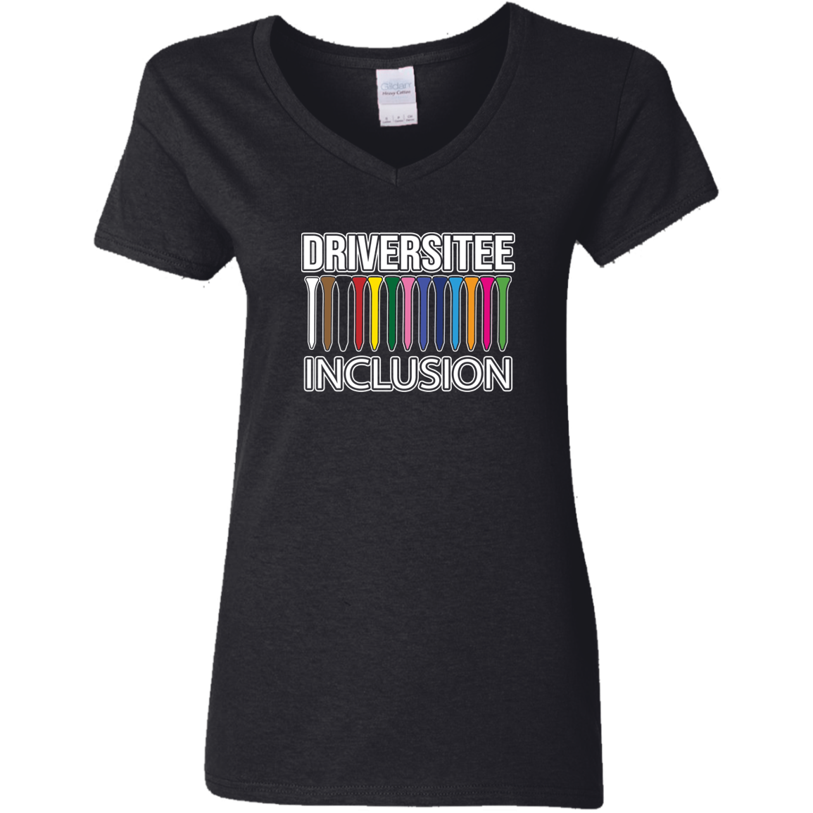 ZZZ#06 OPG Custom Design. DRIVER-SITEE & INCLUSION. Ladies' 100% Cotton V-Neck T-Shirt