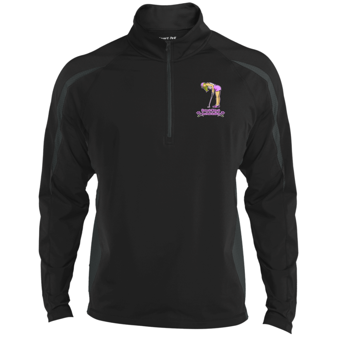 OPG Custom Design #13. Drive it. Chip it. One Putt Golf it. 1/2 Zip Sport Wicking Colorblock 1/2 Zip