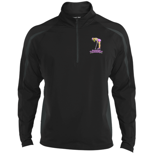 OPG Custom Design #13. Drive it. Chip it. One Putt Golf it. 1/2 Zip Sport Wicking Colorblock 1/2 Zip