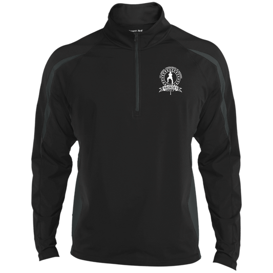 OPG Custom Design #20. 1st Annual Hackers Golf Tournament. Sport Wicking Colorblock 1/2 Zip