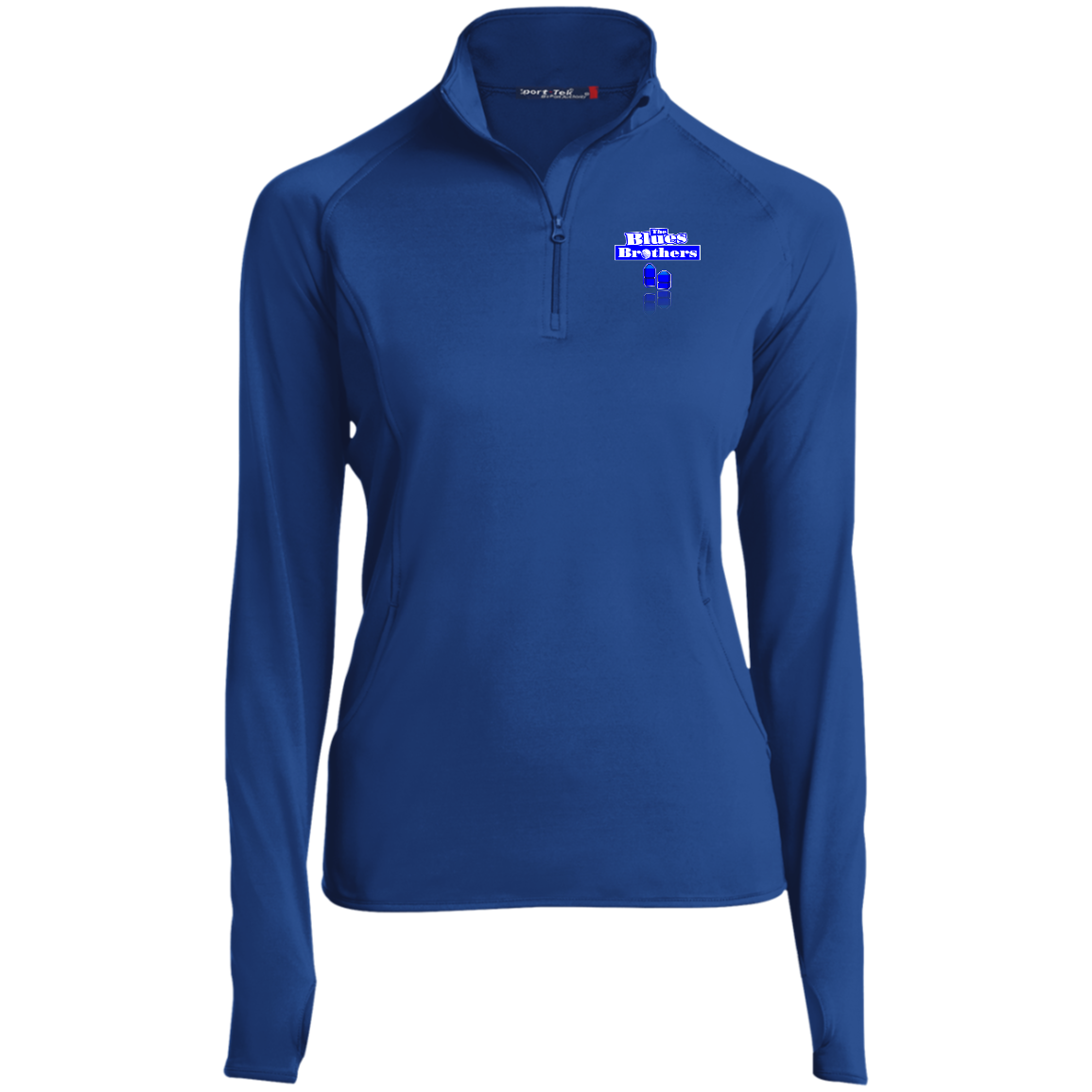 OPG Custom Design #3. Blue Tees Blues Brothers Fan Art. Ladies' 1/2 Zip Performance Pullover