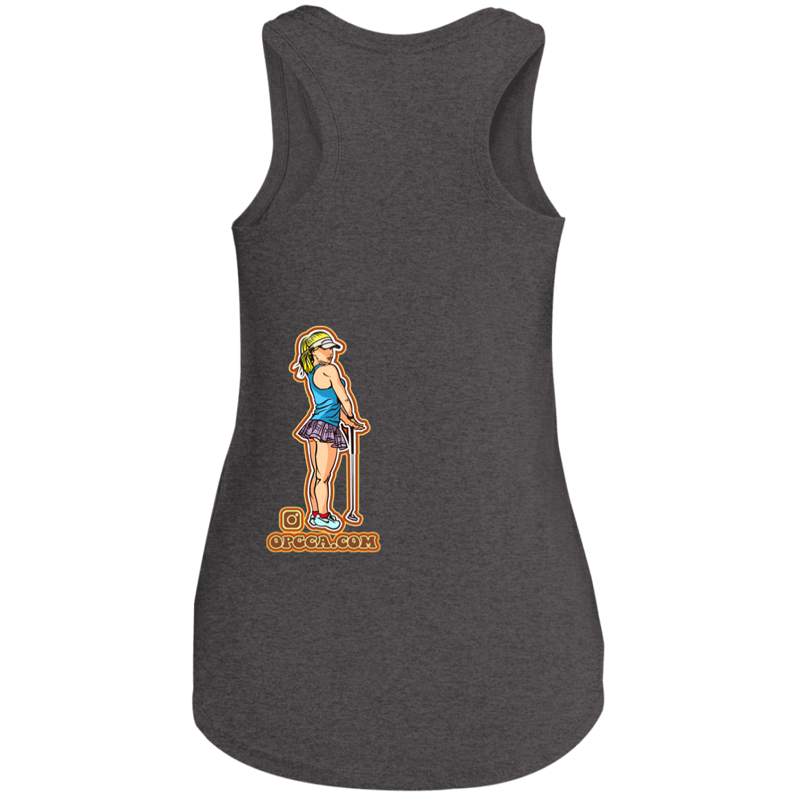 OPG Custom Design #28. Drive it. Chip it. One Putt golf it. Ladies' Tri Racerback Tank