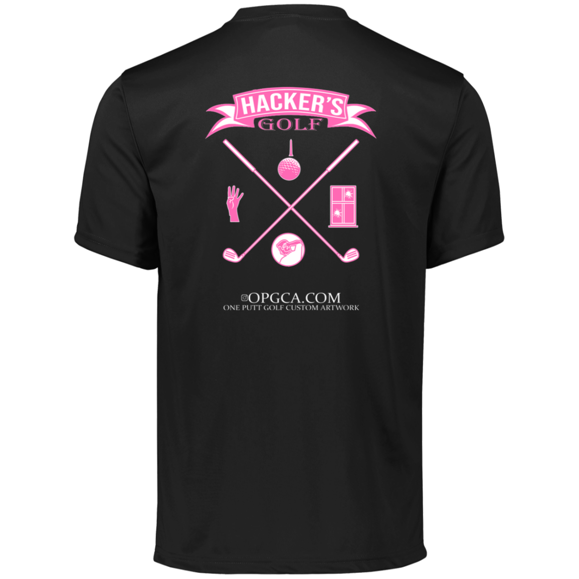 ZZZ#20 OPG Custom Design. 1st Annual Hackers Golf Tournament. Ladies Edition. Men's Moisture-Wicking Tee