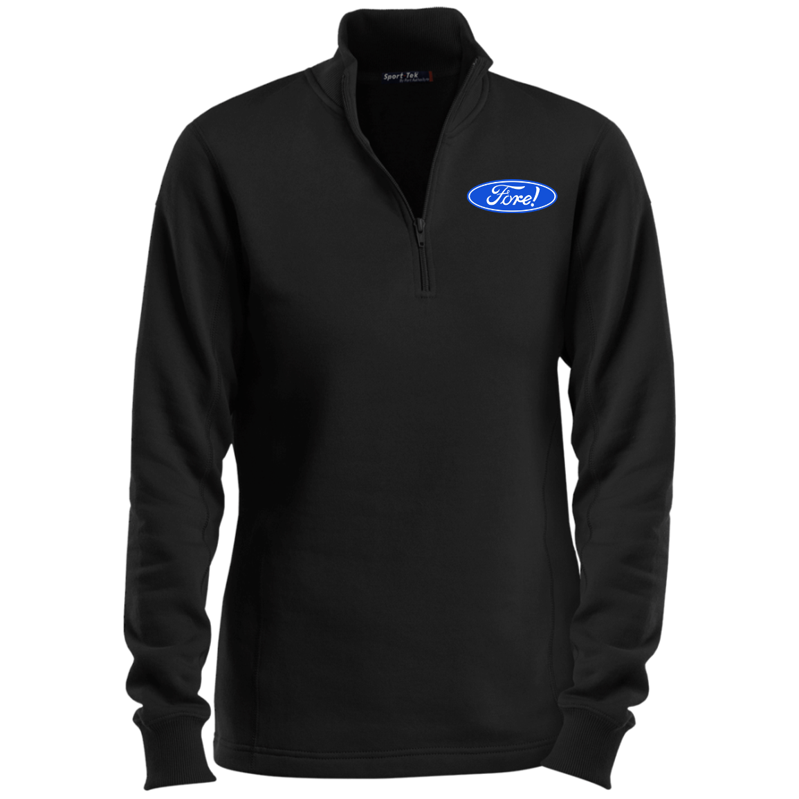 OPG Custom Design #11. Fore! Ford Parody. Ladies 1/4 Zip Sweatshirt