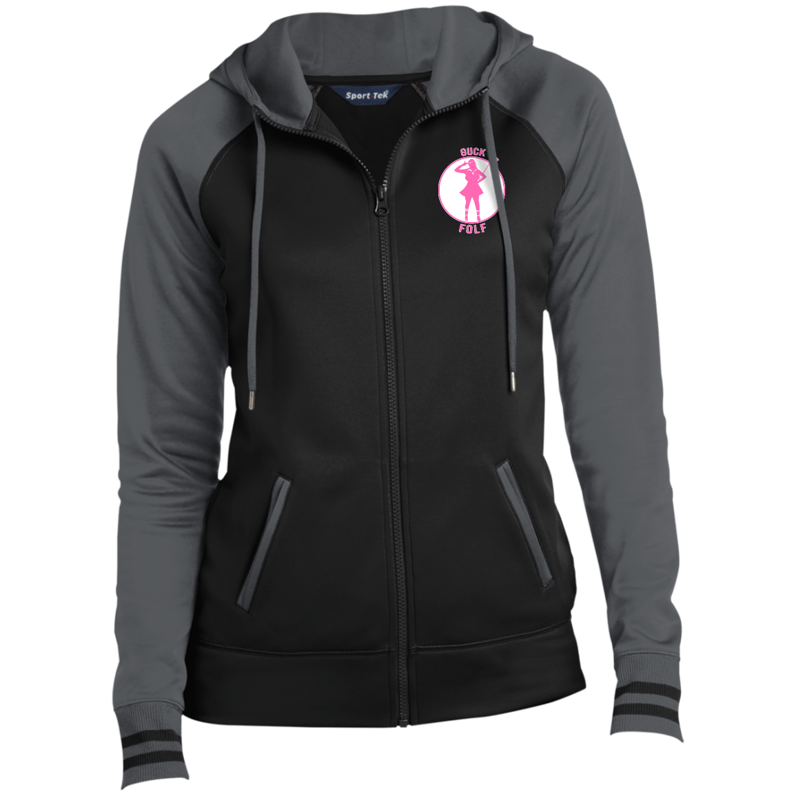 OPG Custom Design #19. GUCK FOLF. Female Edition. Ladies' Sport-Wick® Full-Zip Hooded Jacket