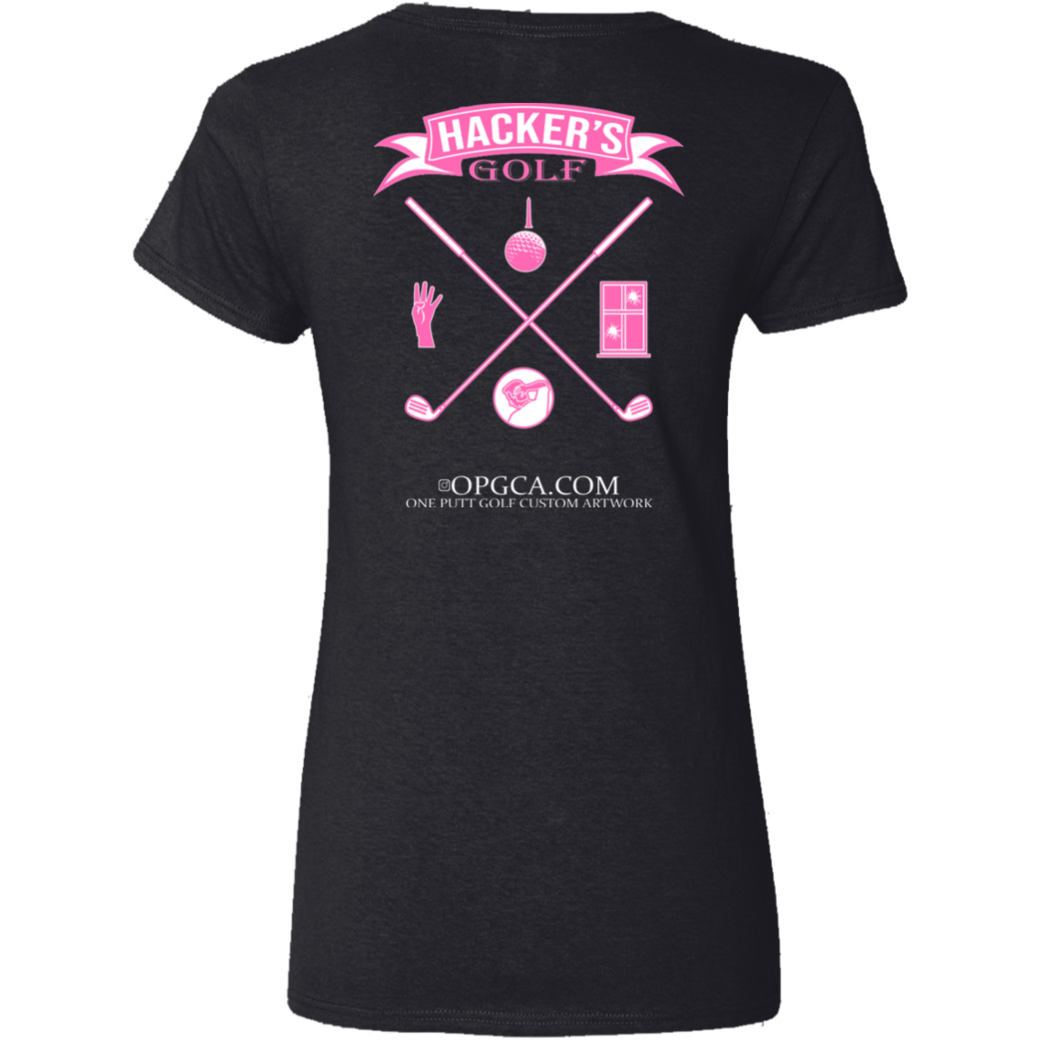 ZZZ#20 OPG Custom Design. 1st Annual Hackers Golf Tournament. Ladies Edition. Ladies' 100% Cotton V-Neck T-Shirt