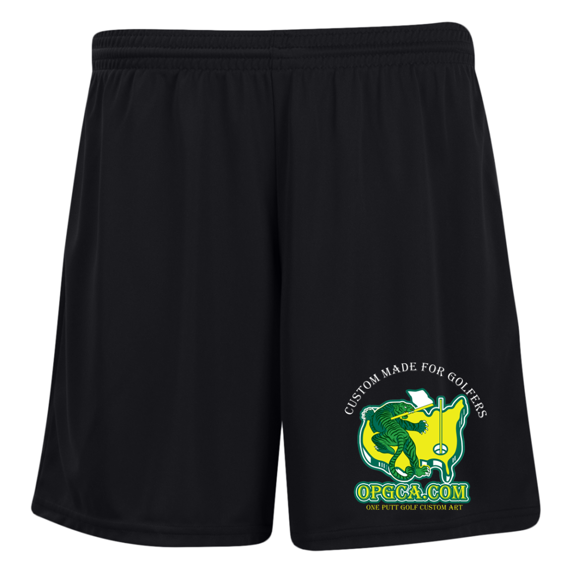 OPG Custom Design #26. Tiger Woods Fan Art. 2019 Master's Champion. Ladies' Moisture-Wicking 7 inch Inseam Training Shorts