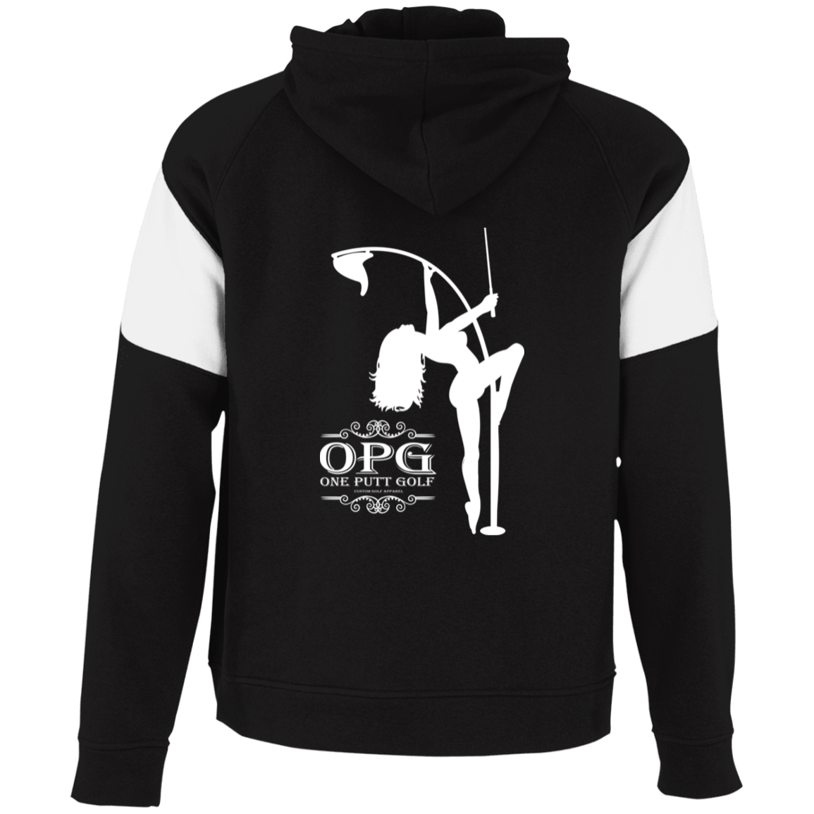 OPG Custom Design #10. Lady on Front / Flag Pole Dancer On Back. Youth Athletic Colorblock Fleece Hoodie