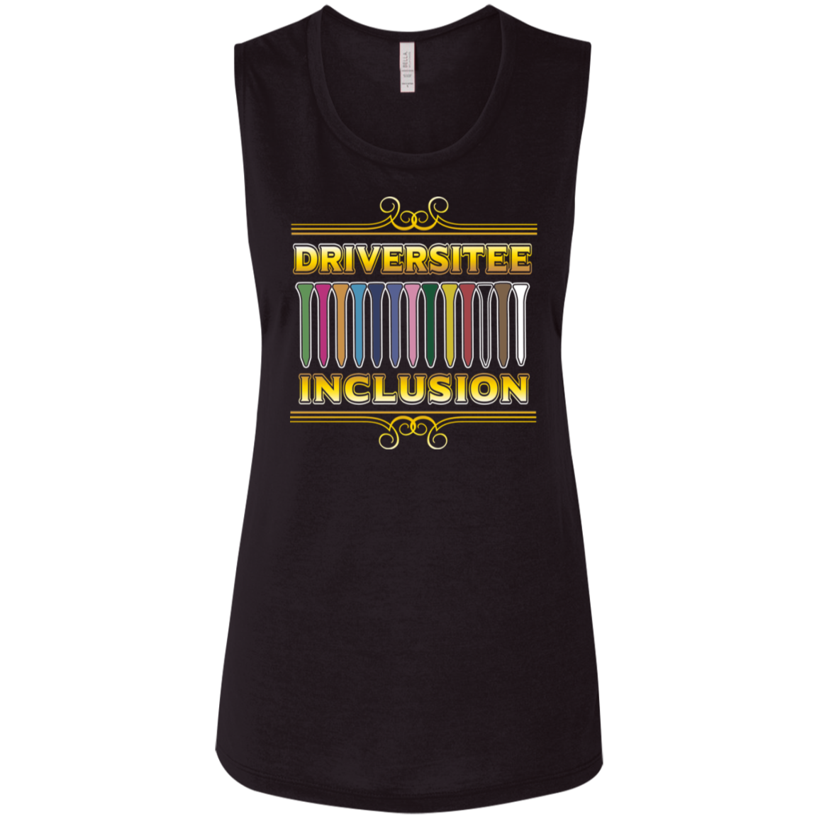 OPG Custom Design #6. Driveristee & Inclusion. Ladies' Flowy Muscle Tank