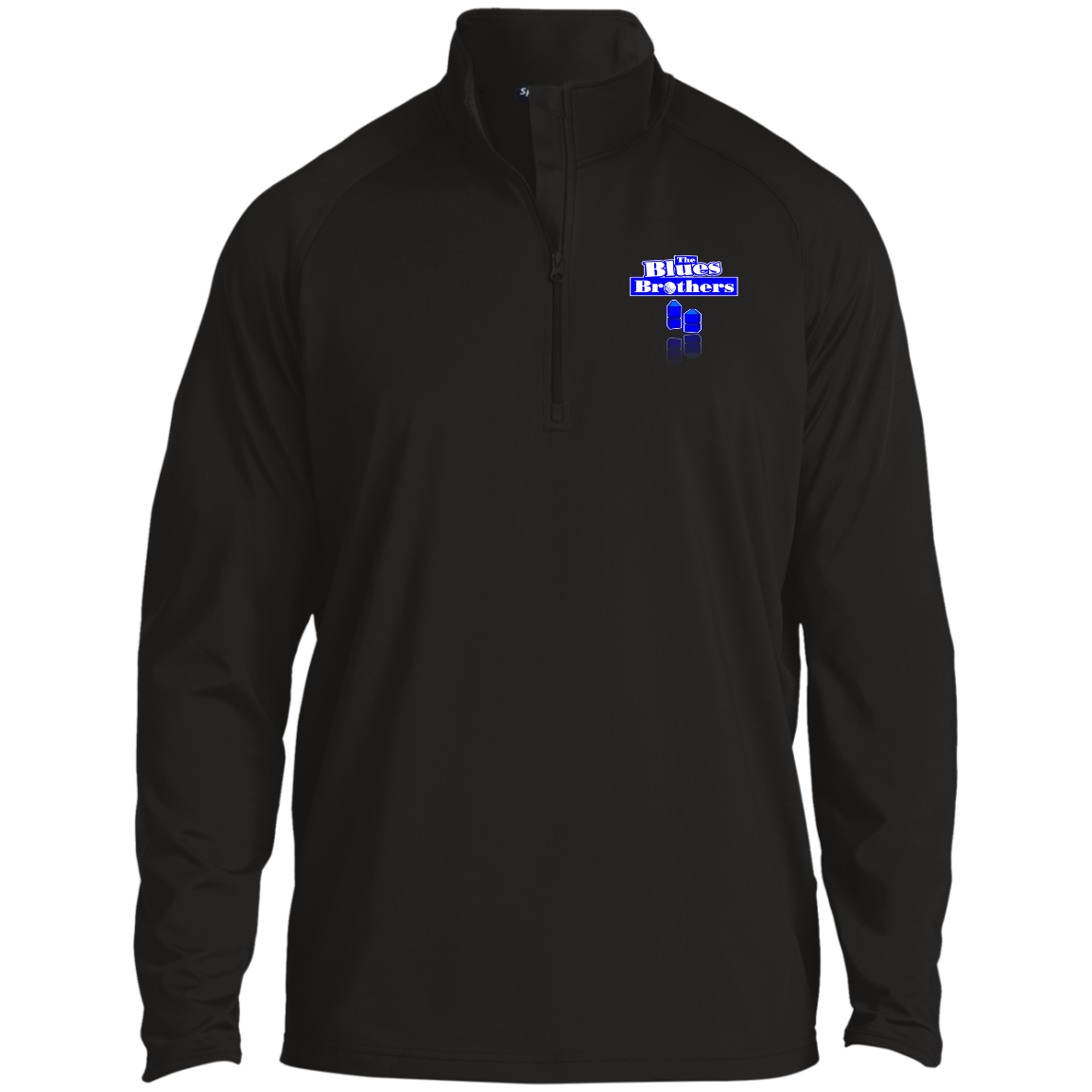 OPG Custom Design #3. Blue Tees Blues Brothers Fan Art. 1/2 Zip Raglan Performance Pullover